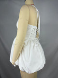 White Corset Puffball Lace-up Back Backless Square Halter Neck A-line Elegant Maternity Baby Shower Mini Dress Maternity