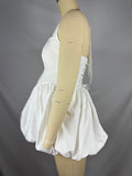 White Corset Puffball Lace-up Back Backless Square Halter Neck A-line Elegant Maternity Baby Shower Mini Dress Maternity
