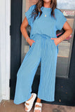 Knit Round Neck Top and Pants Casual Set DJPT