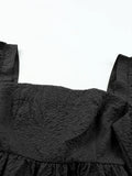 Square Neck Puff Sleeve Peplum Blouse DJPT