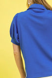 Side Zip Striped Puff Sleeve Polo DJPT