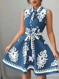 Sleeveless Tie Waist Mini Dress DJPT