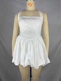 White Corset Puffball Lace-up Back Backless Square Halter Neck A-line Elegant Maternity Baby Shower Mini Dress Maternity