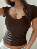 Solid Color Short Sleeve T-Shirt DJPT