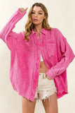 Raw Edge Detailed Mineral Washed Loose Fit Shirt DJPT