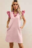 V-Neck Cap Sleeve Mini Dress DJPT