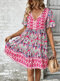 Tie Neck Short Sleeve Dress DJPT