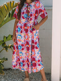 Print Tie Front Midi Dress DJPT