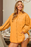 Vintage Washed Gathered Sleeve Oversized Shirt DJPT