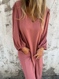 Size Slit V-Neck Balloon Sleeve Midi Dress Plus Size DJPT