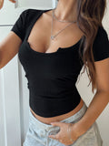 Solid Color Short Sleeve T-Shirt DJPT