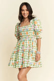 & Dani Fruits Printed Smocking Mini Dress DJPT