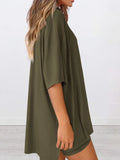 Size Oversized Slit Round Neck Top and Shorts Lounge Set Plus Size DJPT