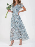 V-Neck Flutter Sleeve Maxi Dress DJPT