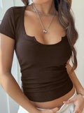 Solid Color Short Sleeve T-Shirt DJPT