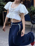 Sleeve Ruffle Crop Blouse DJPT