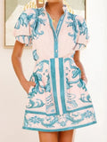 Sleeve Printed Top and Zip Back Skirt Set DJPT