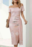 Off-Shoulder Split Dress DJPT