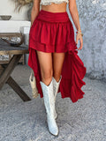 High-Low Ruched Layered Skirt DJPT