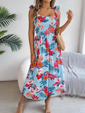 Floral Tie Shoulder Midi Dress DJPT