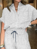 Size Button-Up Shirt and Wide-Leg Pants Set Plus Size DJPT