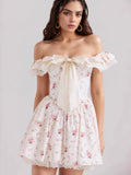 Floral Lace Trim Mini Dress DJPT