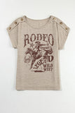 Button Graphic Round Neck Short Sleeve T-Shirt DJPT