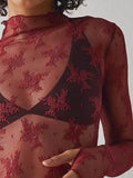 Mock Neck Long Sleeve Blouse DJPT