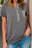 Size Half Button Short Sleeve T-Shirt DJPT