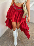 High-Low Ruched Layered Skirt DJPT