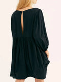 Textured Babydoll Mini Dress with Back Keyhole Detail DJPT