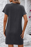 Ribbed Striped Short Sleeve Mini Tee Dress DJPT