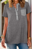 Size Half Button Short Sleeve T-Shirt DJPT