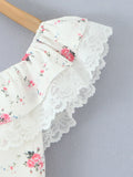 Floral Lace Trim Mini Dress DJPT