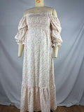 Ruffle Ruched High Waist Puff Sleeve Cute Photoshoot Maternity Maxi Dress Maternity