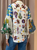 Button Up Lantern Sleeve Shirt DJPT