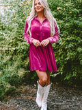 Neck Buttoned Mini Dress DJPT