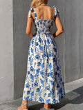 Smocked Midi Dress with Tie Shoulders DJPT