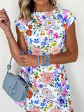 Print Cap Sleeve Mini Dress DJPT