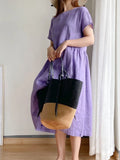 Size Casual Round Neck Midi Dress Plus Size DJPT