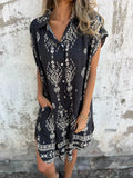 Size Printed Short Sleeve Button-Up Shirt Dress Plus Size DJPT