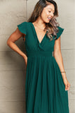 Tied Smocked Waist Flutter Sleeve Dress DJPT