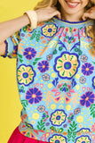 Retro Floral Puff Sleeve Top DJPT