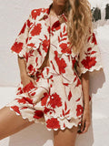 Print Scalloped Edge Top and Shorts Set DJPT