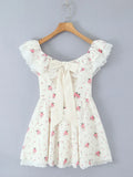 Floral Lace Trim Mini Dress DJPT