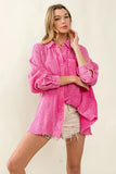Raw Edge Detailed Mineral Washed Loose Fit Shirt DJPT