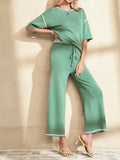 Trim T-Shirt and Drawstring Pants Set DJPT