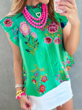Ruffle Cap Sleeve Blouse DJPT