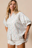 Sequin Striped Short Dolman Sleeve Blouse DJPT