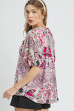 Floral Print Half Sleeve Blouse DJPT